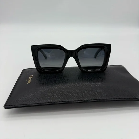 Authentic NEW Celine Black Rectangle Acetate sunglasses - Picture 9 of 17